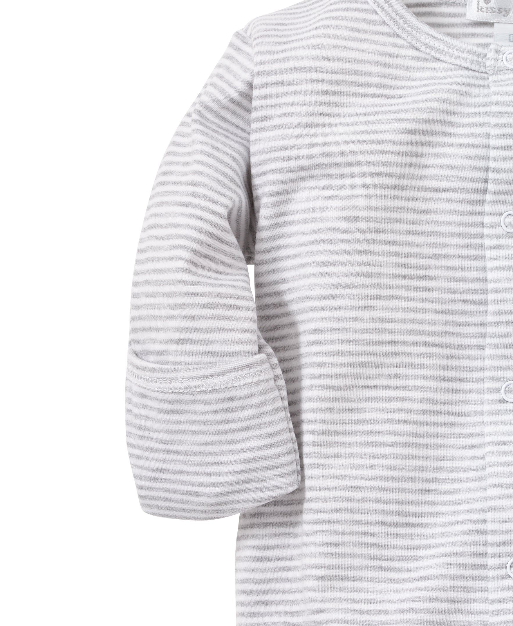 Gray Kissy Essentials Stripe Footie - Image 3